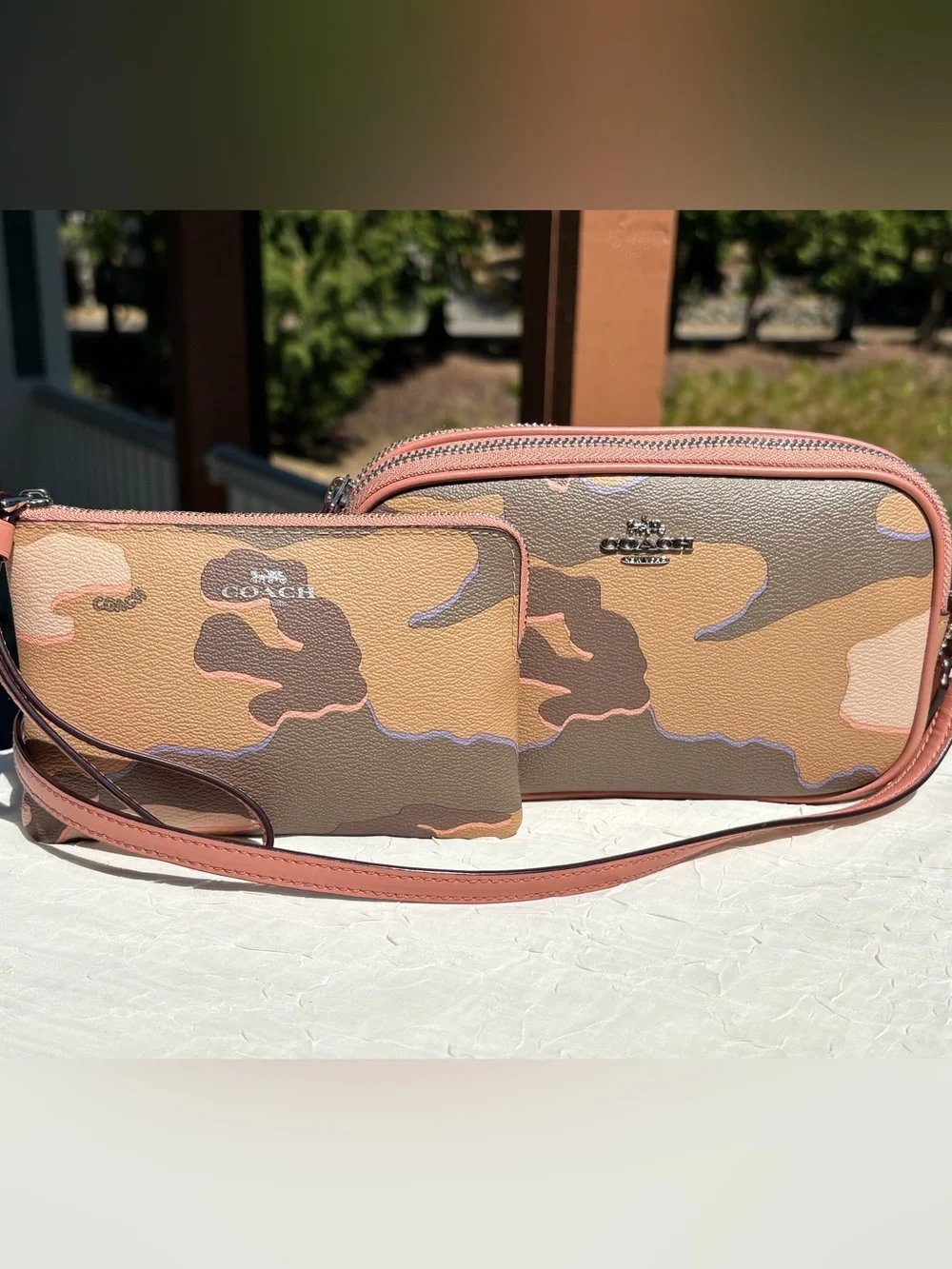 COACH Crossbody Bag With Pink Wild Camo Print With Matching Wallet 32076